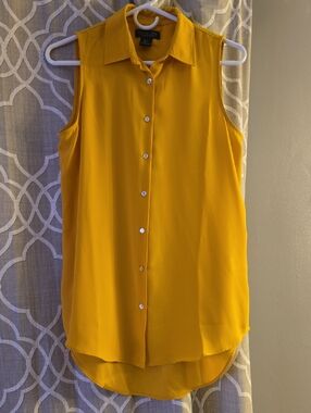 Beautiful Mustard Sleeveless Button-Front Shirt
